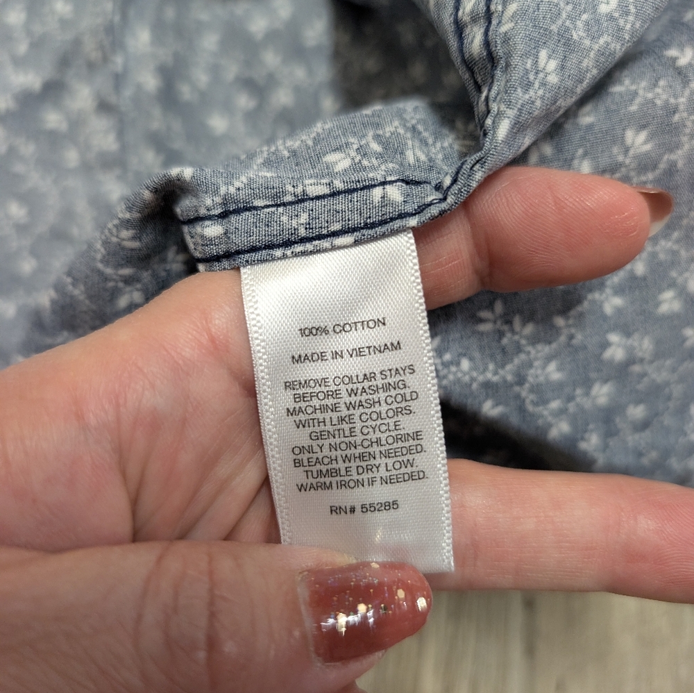 Express Men's Navy Blue Patterned Button Down Shi… - image 3